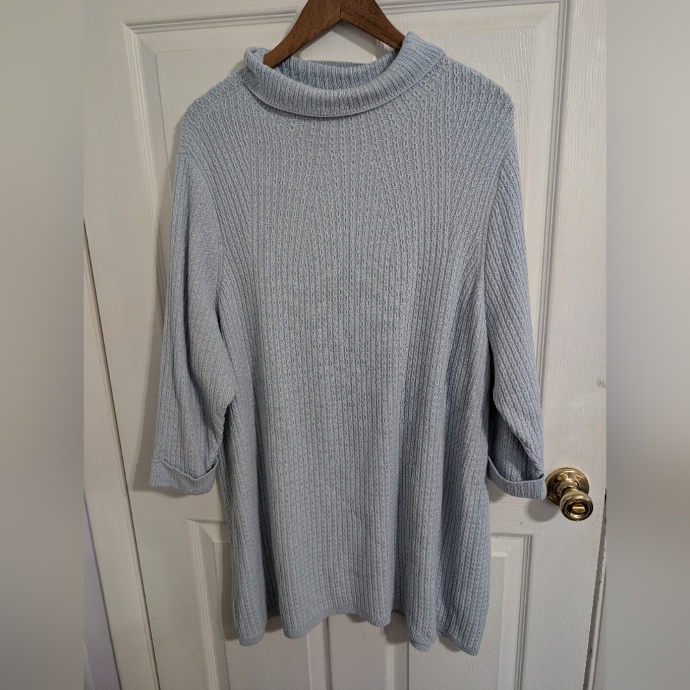 Lands End Womens Sweater Dress Blue Cable Knit Long Sleeve Plus Size 3X
